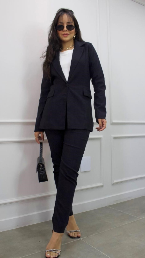 Conjunto Antonela: Calça E Blazer Em Linho Rústico Com Elastano