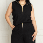 Conjunto Lisboa: Blusa e Bermuda em Malha Tweed