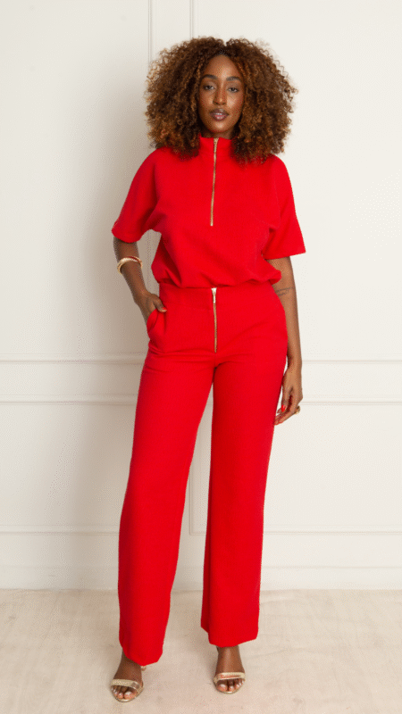 Conjunto London: Blusa e calça em Malha Tweed