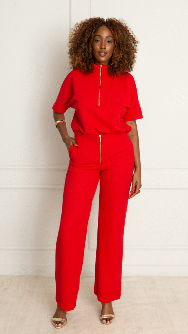 Conjunto London: Blusa e calça em Malha Tweed